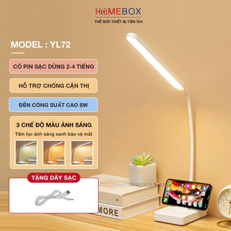 Đèn học để bàn Đọc Sách Làm Việc, Đèn Bàn Học LED Chống Cận Thị Có Pin Tích Điện Cảm Ứng 3 Màu Ánh Sáng