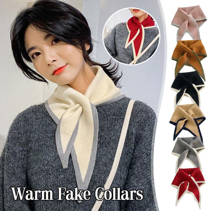 Women Warm Fake Collars Shawl Female Small Fashion Knit Scarf ...