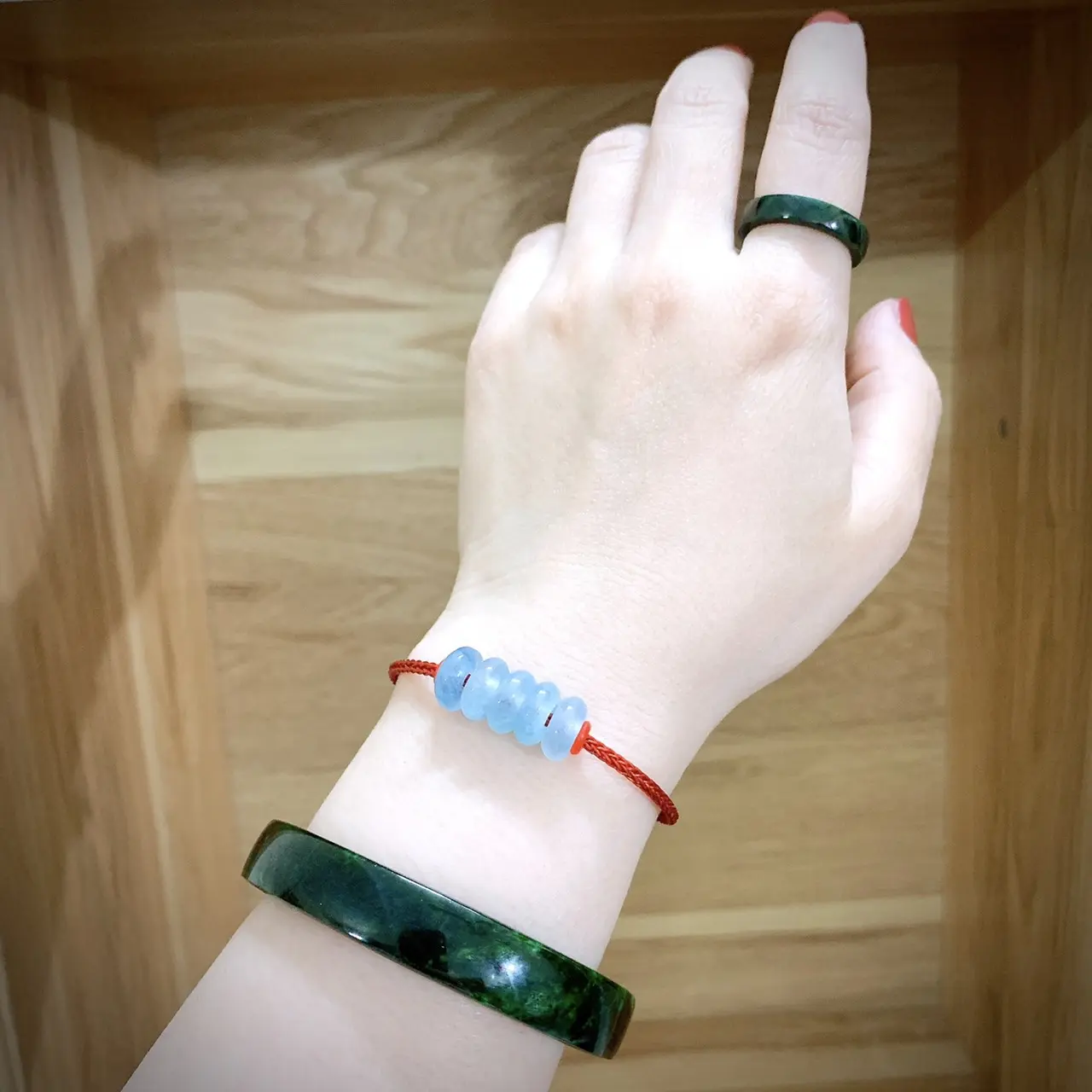 Vòng ngũ điếu đá Aquamarine