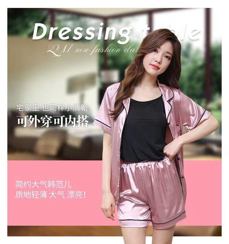 Product Introduction of Đồ Ngủ Phong Cách Hàn Quốc, Bộ Đồ Ngủ Hai Mảnh ngắn Tay Bằng Lụa Lạnh Mùa Hè Cho Nữ, Chất Liệu Lụa Nhân Tạo, Thích Hợp Cho Học Sinh, Bộ Đồ Mặc Bên Ngoài Mỏng, Đồ Mặc Nhà 6