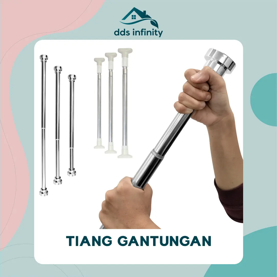 【COD】[DDSINFINITY] Tiang Gantungan Baju Serbaguna Stainless Tiang Gorden Fleksibel