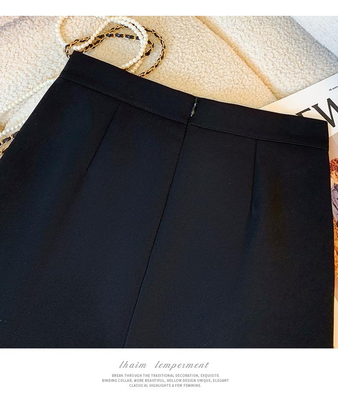 Product Introduction of AMMIN Korean style zipper high waist fashion pleated chiffon skirt Women 2024 Spring Fall retro solid color commuter A-line anti-slip hip wrap one-step dress 16