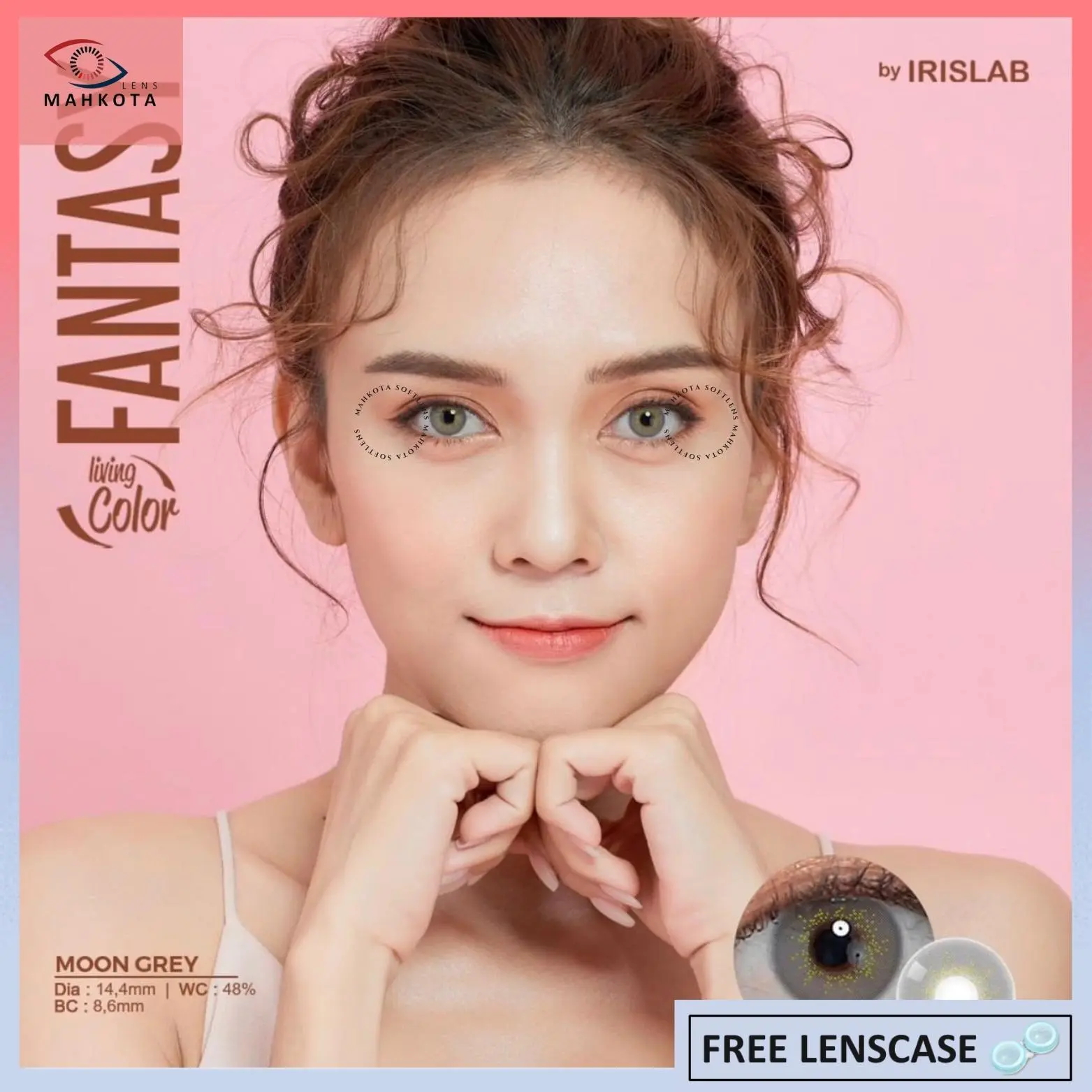 Softlens Living Color Fantasy Normal & Minus (-0.50 S/D -6.00) By Irislab Free Lenscase Dia 14.4MM / Softlen Soflens Soflen Mahkota Eye Lensa softlens grey
