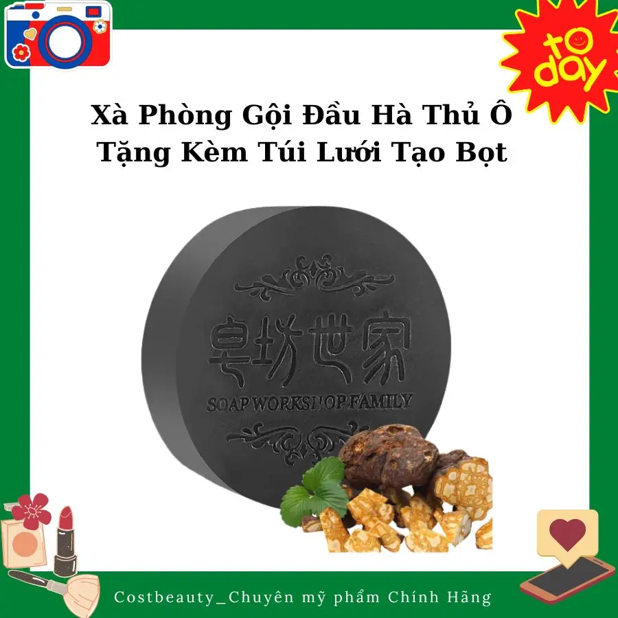 [Hà Thủ Ô] xà phòng gội đầu thủ công, tinh dầu chăm sóc tóc, xà phòng gội đầu_ Costbeauty Nữ
