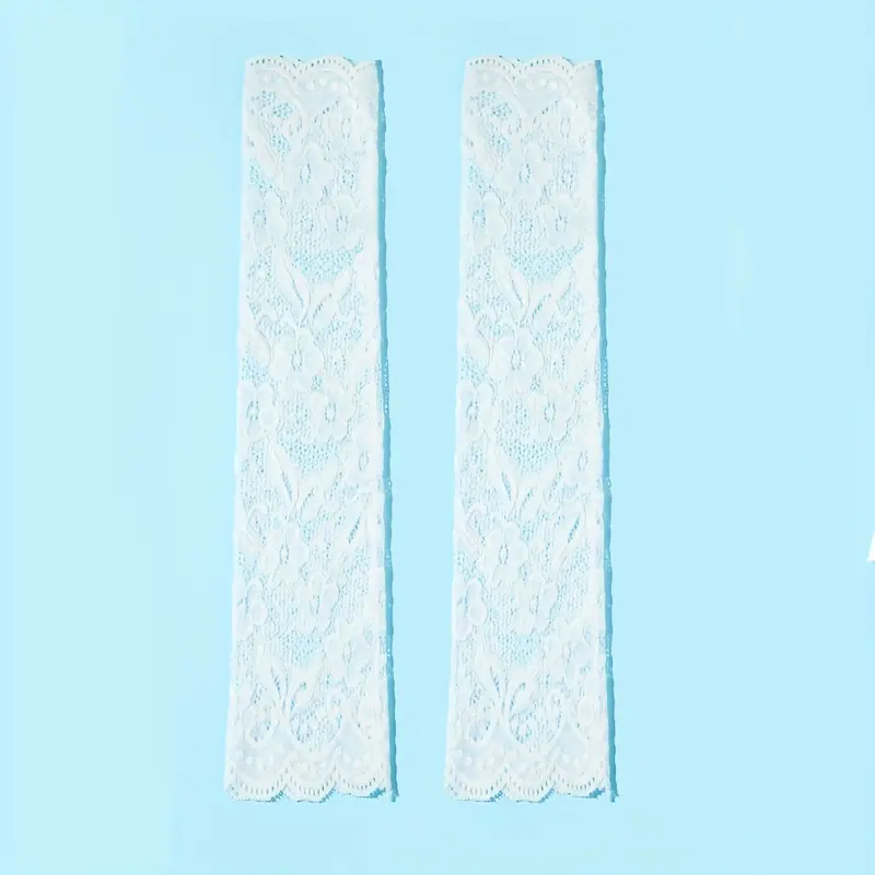 1 Pair Lace  Breathable Flower Embroidery Solid Color Long Gloves Elastic Decorative Fingerless Gloves For Women 7