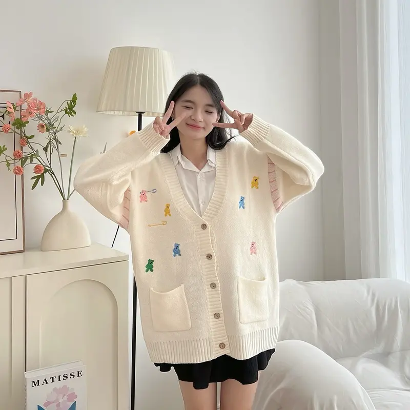 ÁO CARDIGAN GẤU TRẮNG SẮC MÀU / GẤU ĐEN SẮC MÀU 4