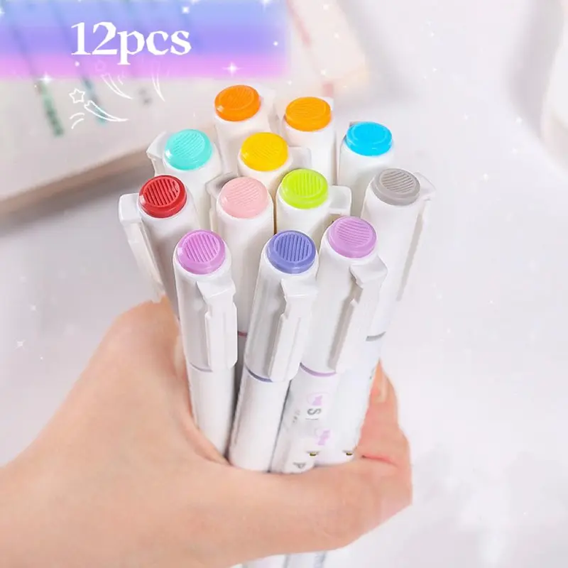 Glitter Marker Pen, 12pcs Shiny Highlighter Pen, Colored Pen for Coloring Book, Drawing, Doodling, Scrapbook, Journaling 4