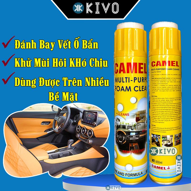 Chai Vệ Sinh Nội Thất Xe Ô Tô Camel 650Ml Chính Hãng Đa Năng - Xịt Vệ Sinh Ghế Da, Vải, Sofa, Nỉ Oto/ Vệ Sinh Nội Thất Camel - Vệ Sinh Nội Thất Ôto Xe Hơi Kivo