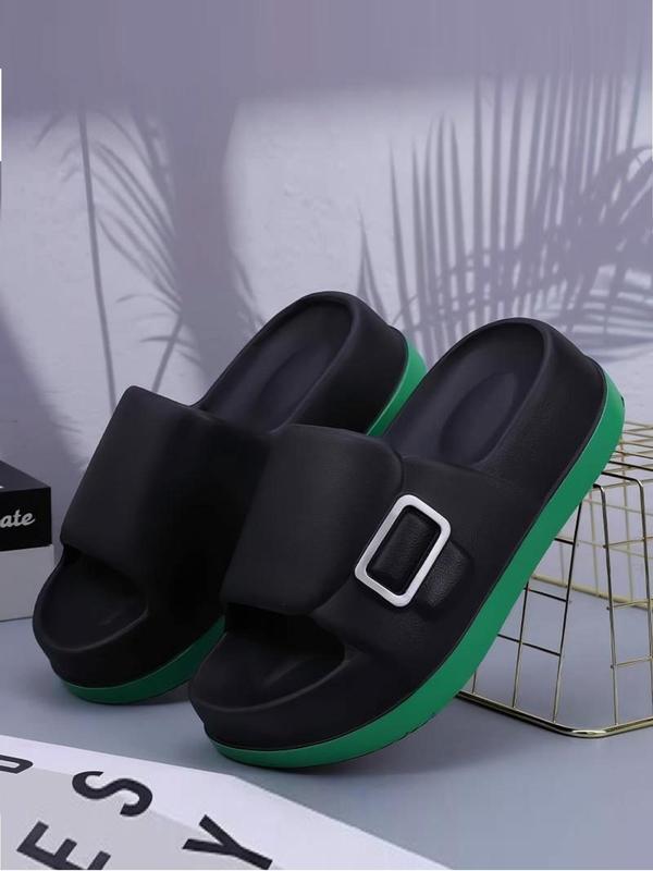 Women's Colorblock Platform Slides, Casual Comfortable Soft Sole Slippers for Indoor Outdoor Wear, Non-slip Slippers for Summer Beach, Walking Shoes 3
