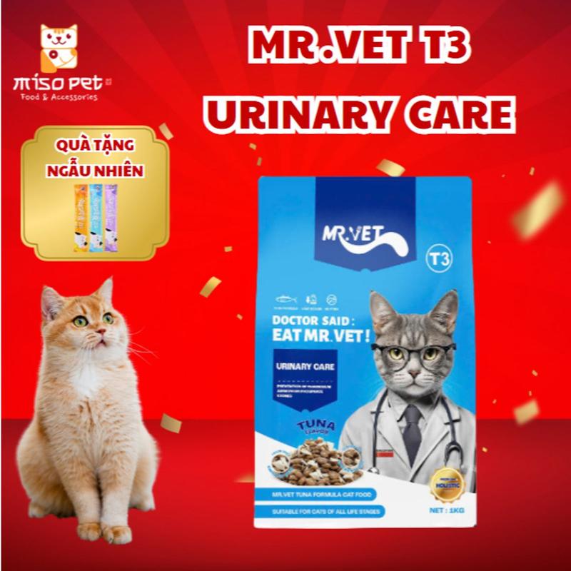 Thức ăn cho mèo MRVET dạng hạt T3 mới 1KG hỗ trợ cải thiện đường tiết niệu cho mèo