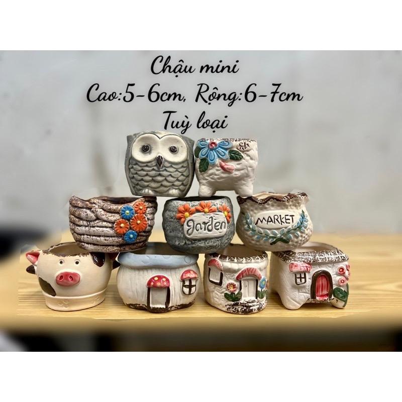 Chậu mini trồng cây sen đá xương rồng. Mã DN - Gốm Cherish