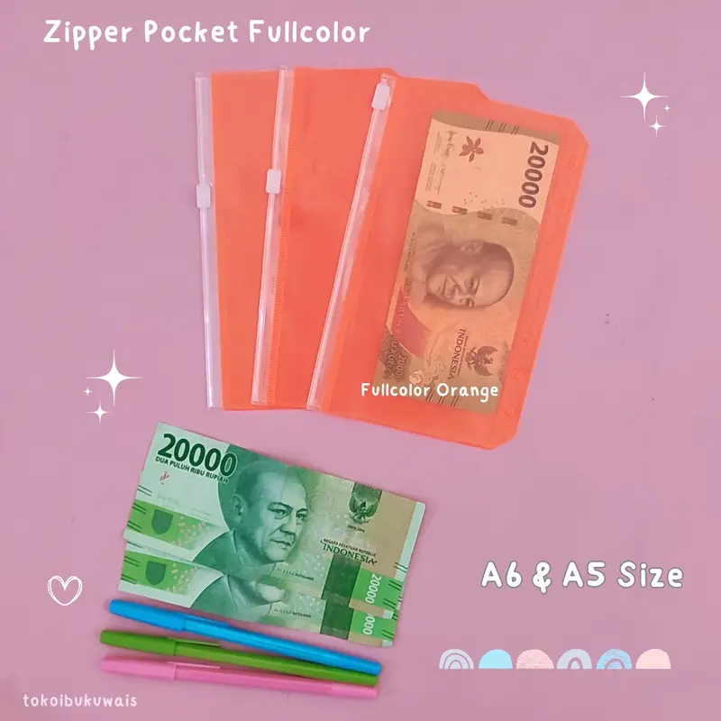 A6 A5 ZIPPER POCKET KANTONG PENYIMPANAN UANG SERBAGUNA - FULLCOLOR 6