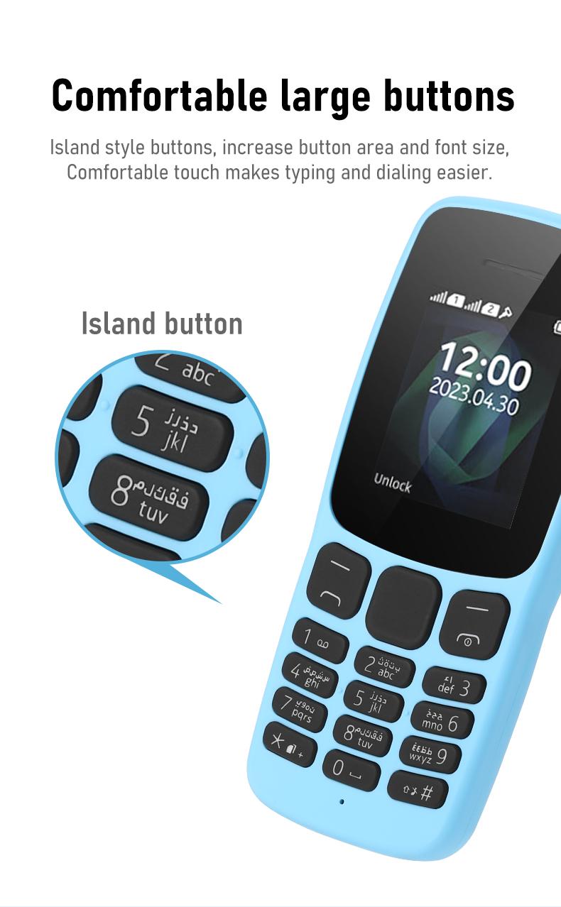 Product Introduction of New Straight Button Machine 2G mic spinning N106 Big Word Function Ready to Use Classic Mobile Phone Suitable for Adult Student Mobile Phone Mini phone GSM Card Dual multicolor Southeast Asia 6