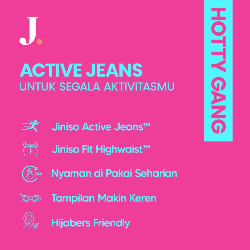JINISO HOTTY GANG - 329 Cutbray Highwaist Celana Jeans Wanita Warna Ocean Blue 8