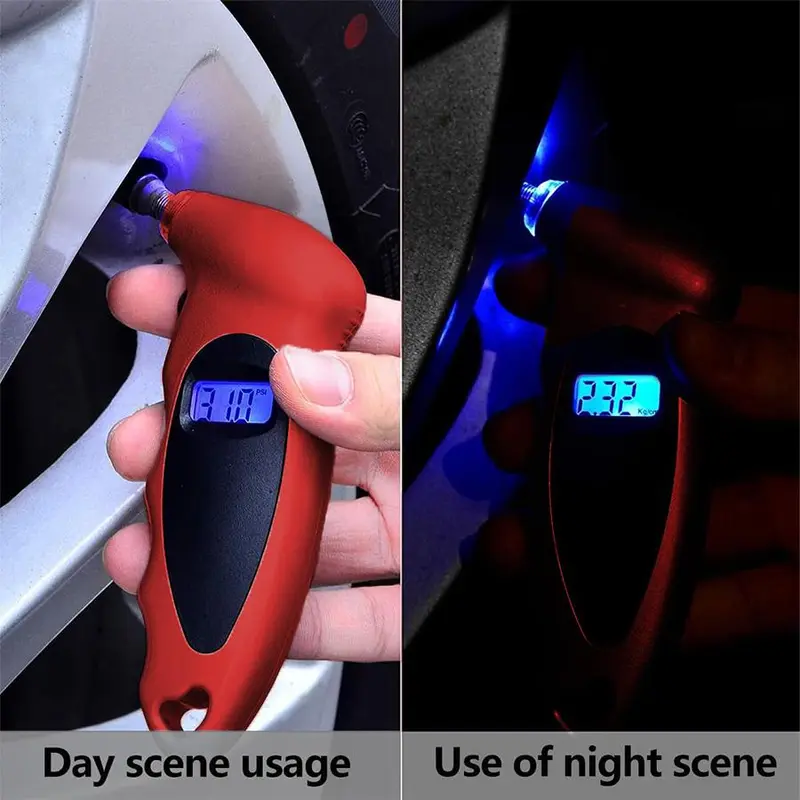 Digital Tire Pressure Gauge, 150 PSI 4 Settings Tire Pressure Gauge with Backlit LCD & Non-slip Grip, Universal Car Accessories for Pressure Check 4
