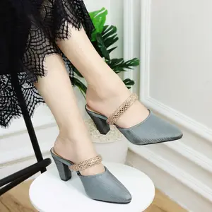 Herdian Hd 01 sendal wanita hak runcing Mules Heels Hak Tinggi (7 cm) hitam shoes Karet