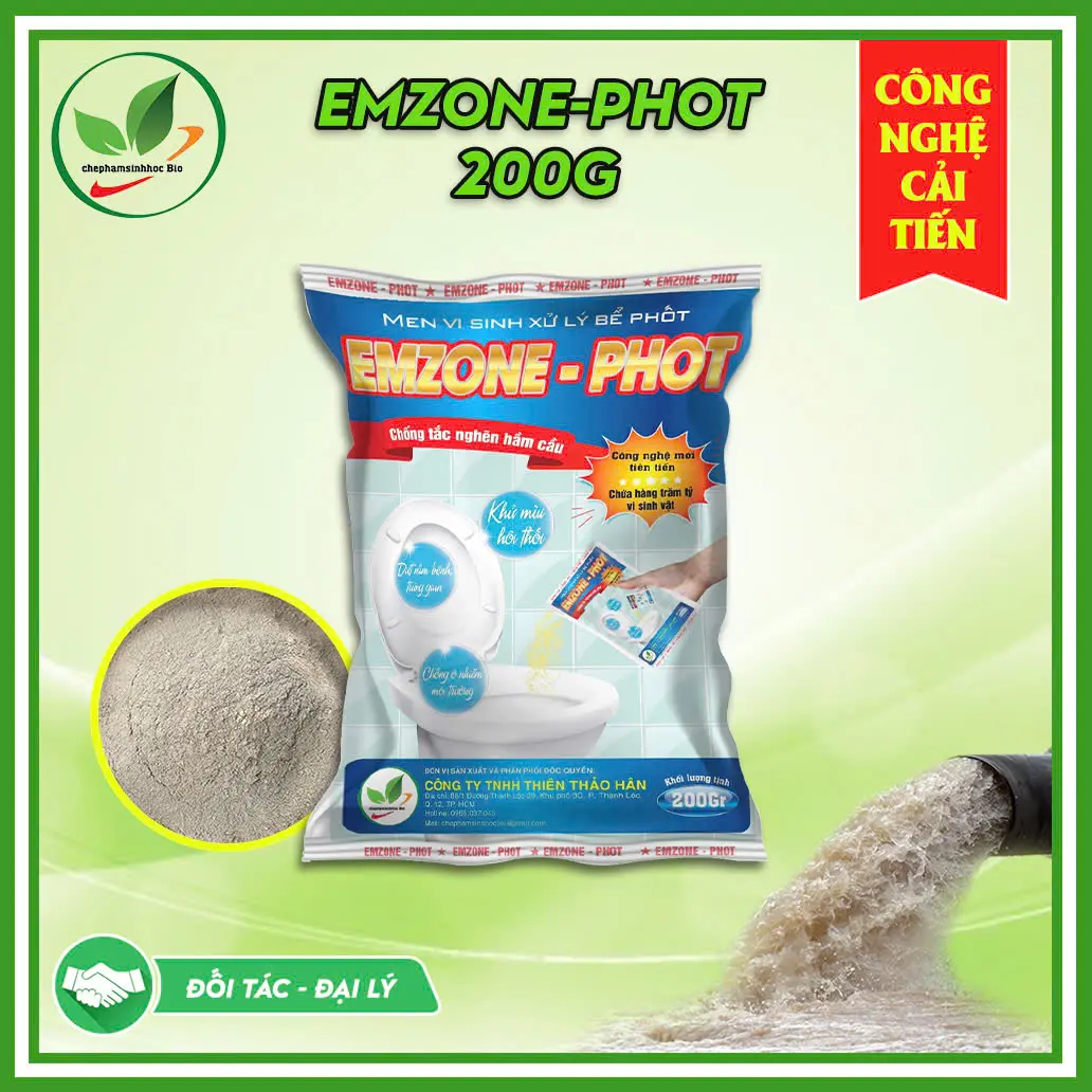 Men vi sinh EMZONE-PHOT xử lý bể phốt, bể kỵ khí gói 200gr