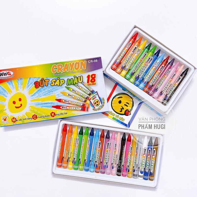 Hộp 12 - 18 cây bút sáp màu WinQ lên màu đẹp, giúp bé tập tô vẽ dễ dàng