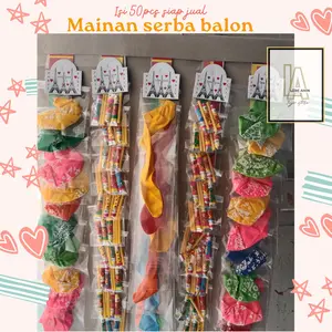 Mainan balon latek dan odol jadul isi 50pcs rentengan serba 1000