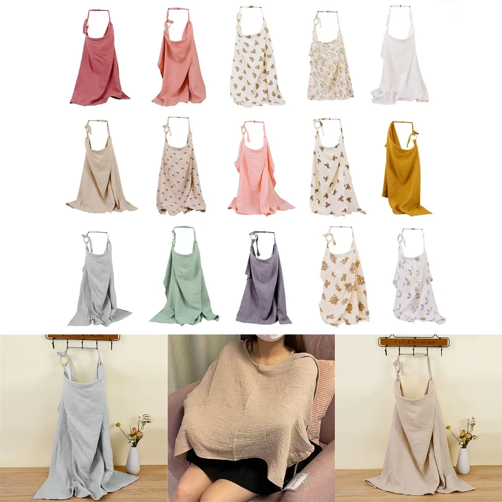 Nursing Cover for Baby Breastfeeding Breathable Cotton Breastfeeding Cover with Rigid Hoop for Mother Nursing Apron