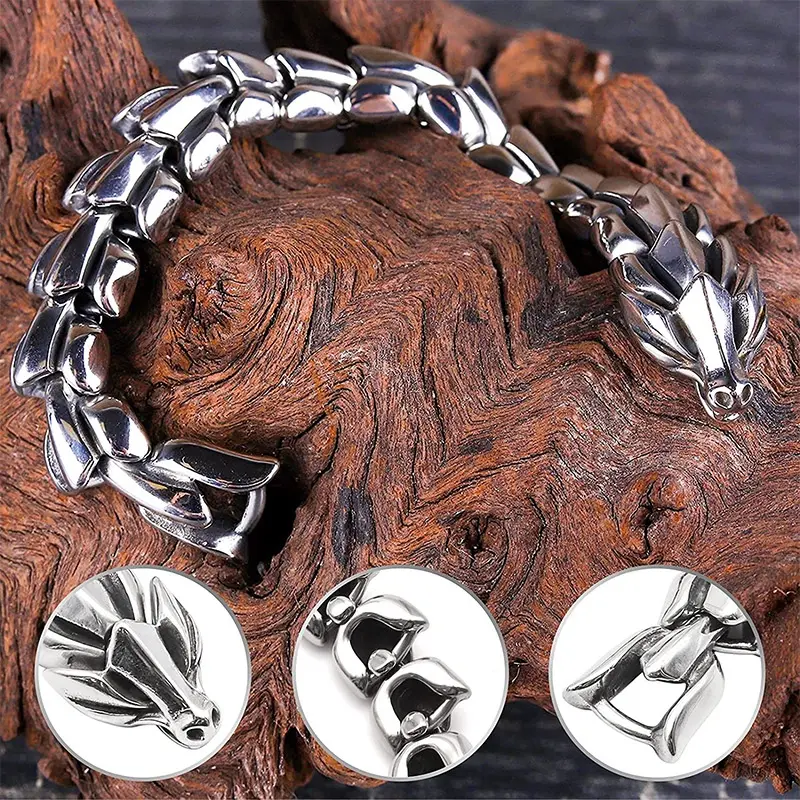 Gelang Naga Vintage Model Rantai Kualitas Import High Quality / Gelang Pria / Gelang Wanit Elegan Bracelets Hadiah 7