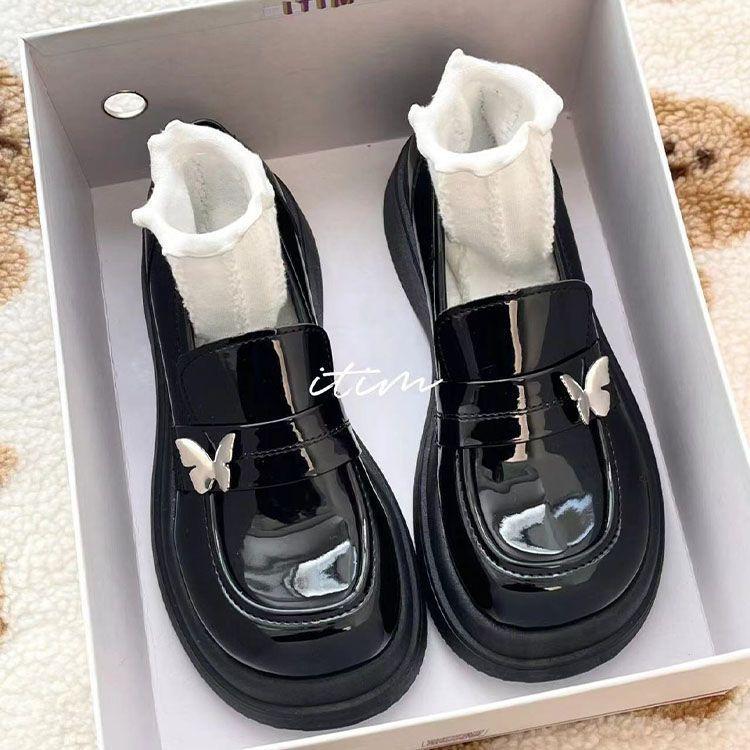 Giày Mary Jane, Giày Lười Phong Cách Anh Quốc Niche, Giày Lười, Dành Cho Nữ, Bề Mặt Đế Dày, Giày Da Muffin Cổ Điển Thời Trang, Mùa Lò Xo Mới 2024 0