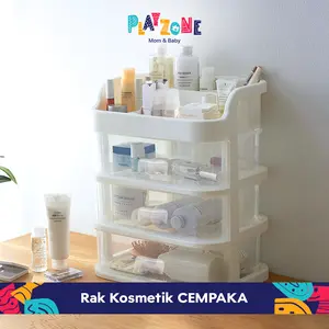 Play Zone COD Rak Kosmetik CEMPAKA Multifungsi 3 Laci Susun Tanpa Cermin Make Up Organizer Tempat Aksesoris Biru Penyimpanan