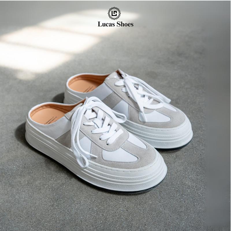 Giày Sục Nam Nữ Gat Slip On Lucas Shoes , Chất Liệu Da Bò, Tăng Chiều Cao Su 4.5cm