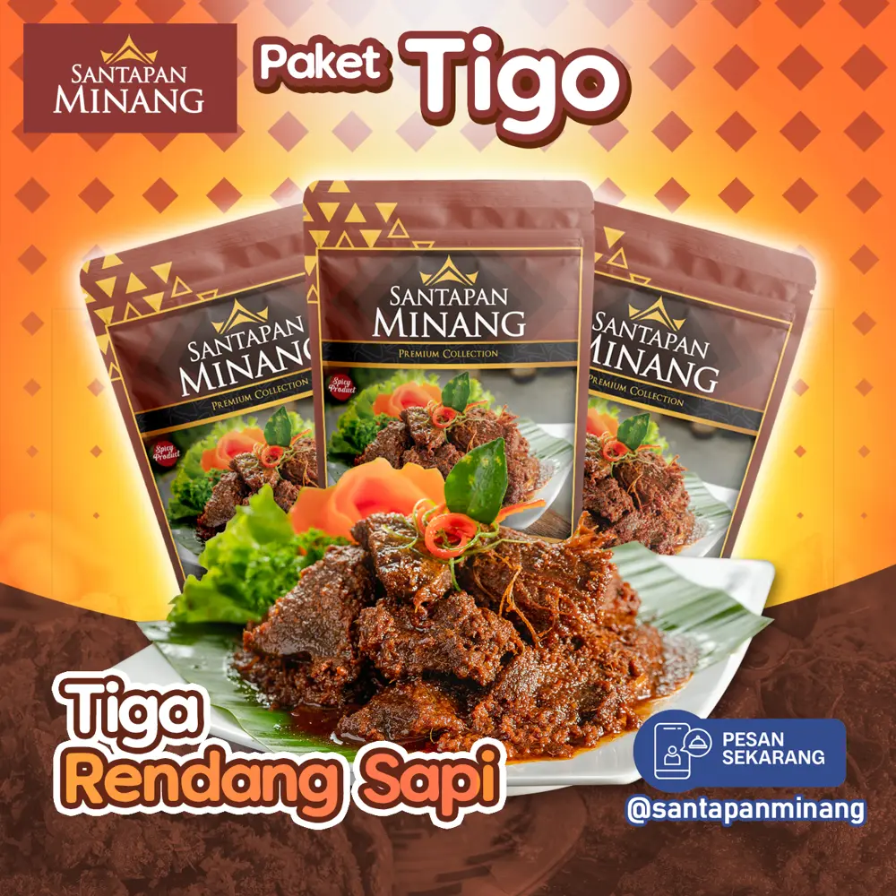Paket Tigo Rendang Daging Sapi Asli Khas Padang Santapan Minang