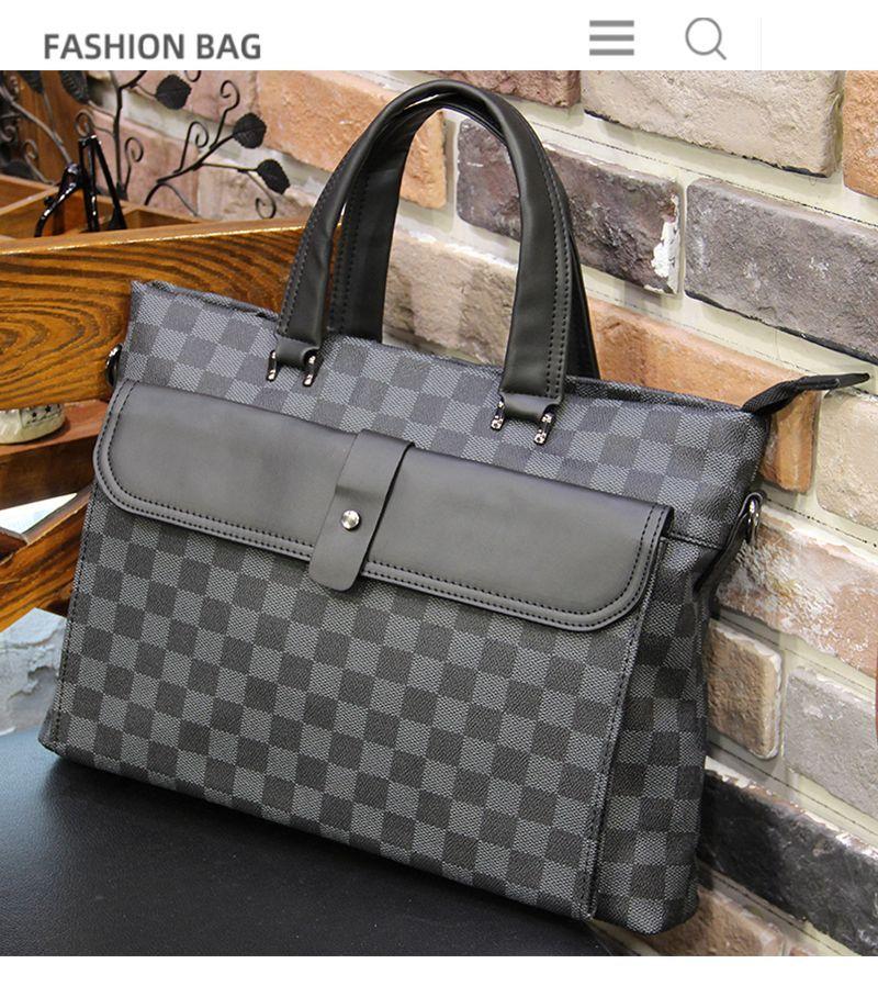 Product Introduction of Plaid Men'S Bag Handbag Briefcase Korean Men'S Bag Casual Fashion Shoulder Bag Messenger Bag Business Computer Bag 4