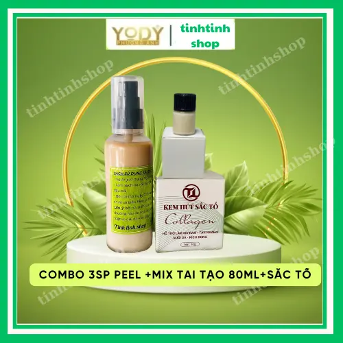 Combo3 mix pel bong nhanh gồm mix peel+mix tai tạo +kem sắc tố kích bong 10g