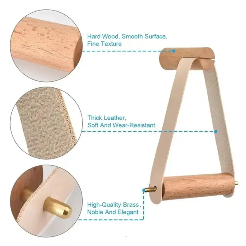 Wooden Toilet Paper Holder, Vintage Design Toilet Roll Holder with Screws, Wall Mounted Rustic Paper Towel Holder, Bathroom Accessories 3