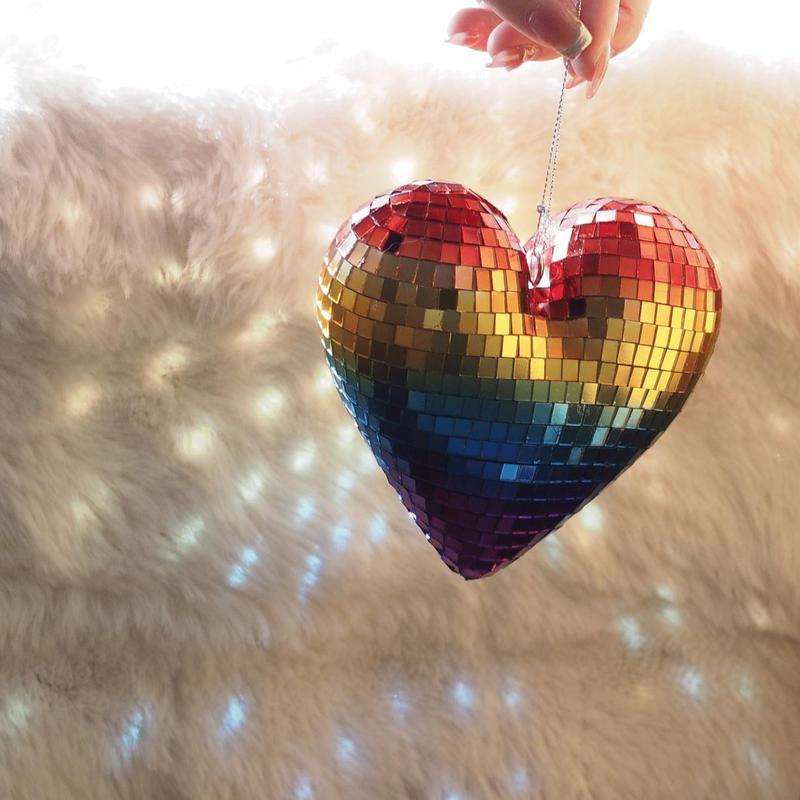 Product Introduction of Heart Shaped Mirror Pendant, 1 Count Disco Ball Design Hanging Decor for Home, Bar, KTV, Party Decoration, Party Supplies, Ornaments 0