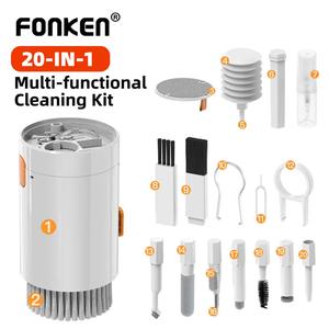 Q20 Set 20 Keping, Termasuk 1 Kit Pembersihan, Berus Pembersih Papan Kekunci, Alat Pen Pembersih Fon Telinga Bluetooth, Kit Penarik Keycap Camera Photography Kamera