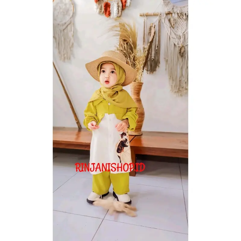 Setelan Kemeja Anak Perempuan Bahan Crincle Airflow 5
