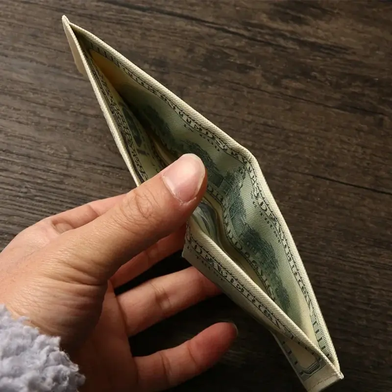 Ví ngắn bằng vải, sáng tạo, tiền tệ nước ngoài, ví không, thích hợp cho du lịch và sinh viên, món quà nhỏ, ví đựng tiền mặt, gấp hóa đơn 2