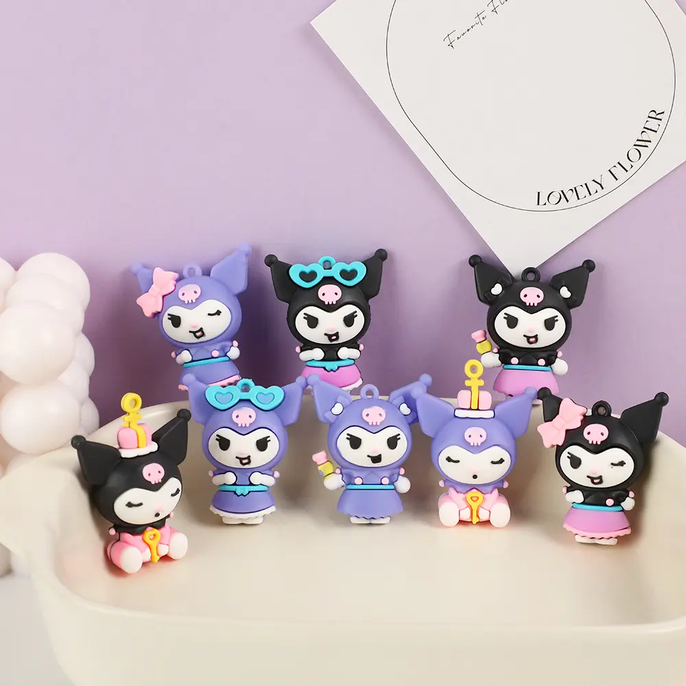 Kuromi Soft Rubber Keychain - Cute Sanrio Couple Bag Charm,  Perfect for Thai Couples/Festivals/Gifts, Kawaii Blind Box Surprise, TikTok Viral Accessories, Sanrio Lovers Collection