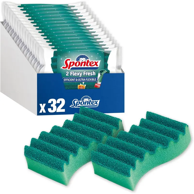 2 Easy Sponge Scourers, Green and Yellow 5