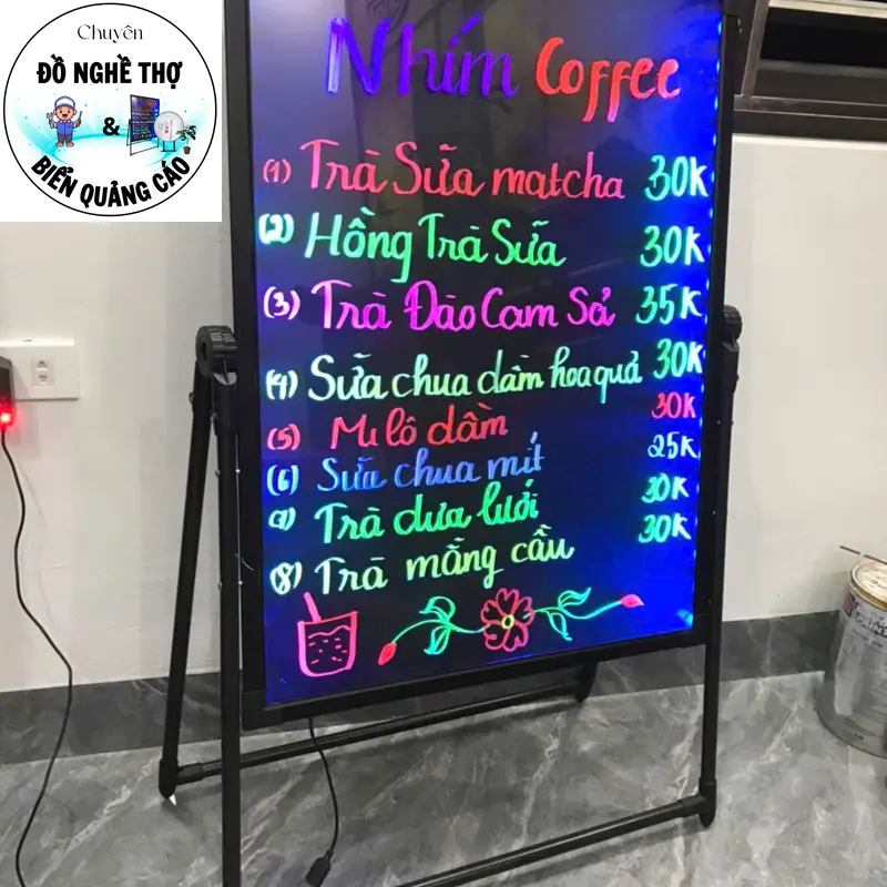 Bảng led huỳnh quang,bảng menu viết tay có đèn led ,kích thước 40cm*60cm,50cm*70cm,60cm*80cm 4