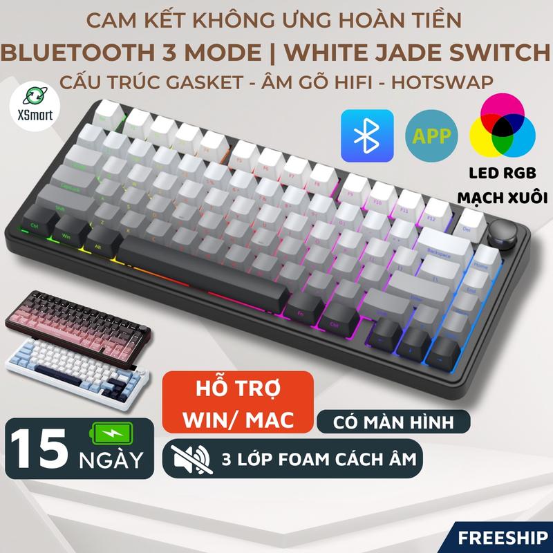 Bàn Phím Cơ Bluetooth Không Dây X85 Có Màn Hình Led RGB Mạch Xuôi, Hotswap 5 Pin, 3 Mode Kết Nối, Phím PBT Cao Cấp Cho Pc Laptop Mac