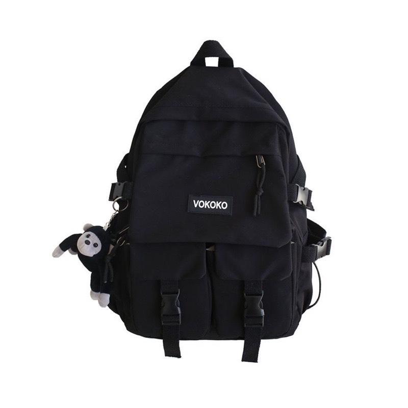 balo unisex hai khóa đi học đi chơi chống thấm đa năng Nam và nữ Đeo Vai Nhung Backpack Da