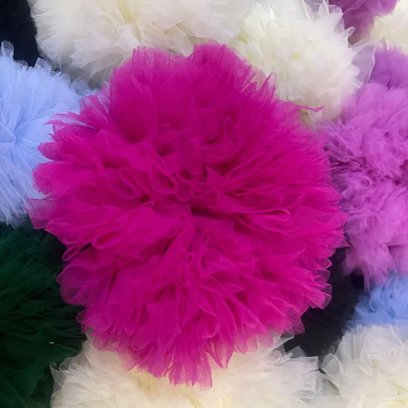 Cepolan viral anti pusing uk 20 bahan tile / scrunchie hijab bervolume kain toska cepol rambut Karet Kunciran tulle kream 7