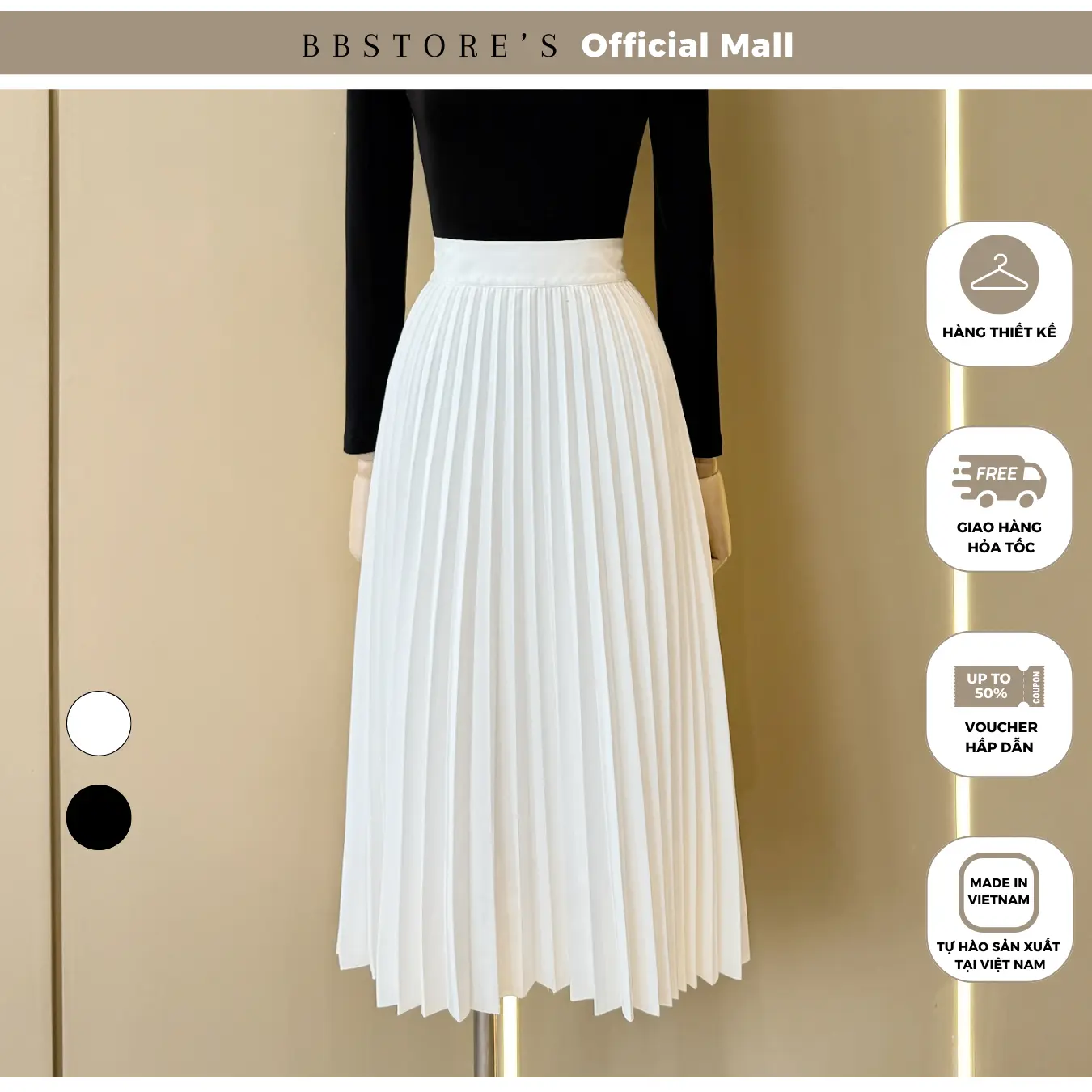 Chân Váy Xếp Ly Công Sở Dài Chất Cotton BBSTORE'S - TK266