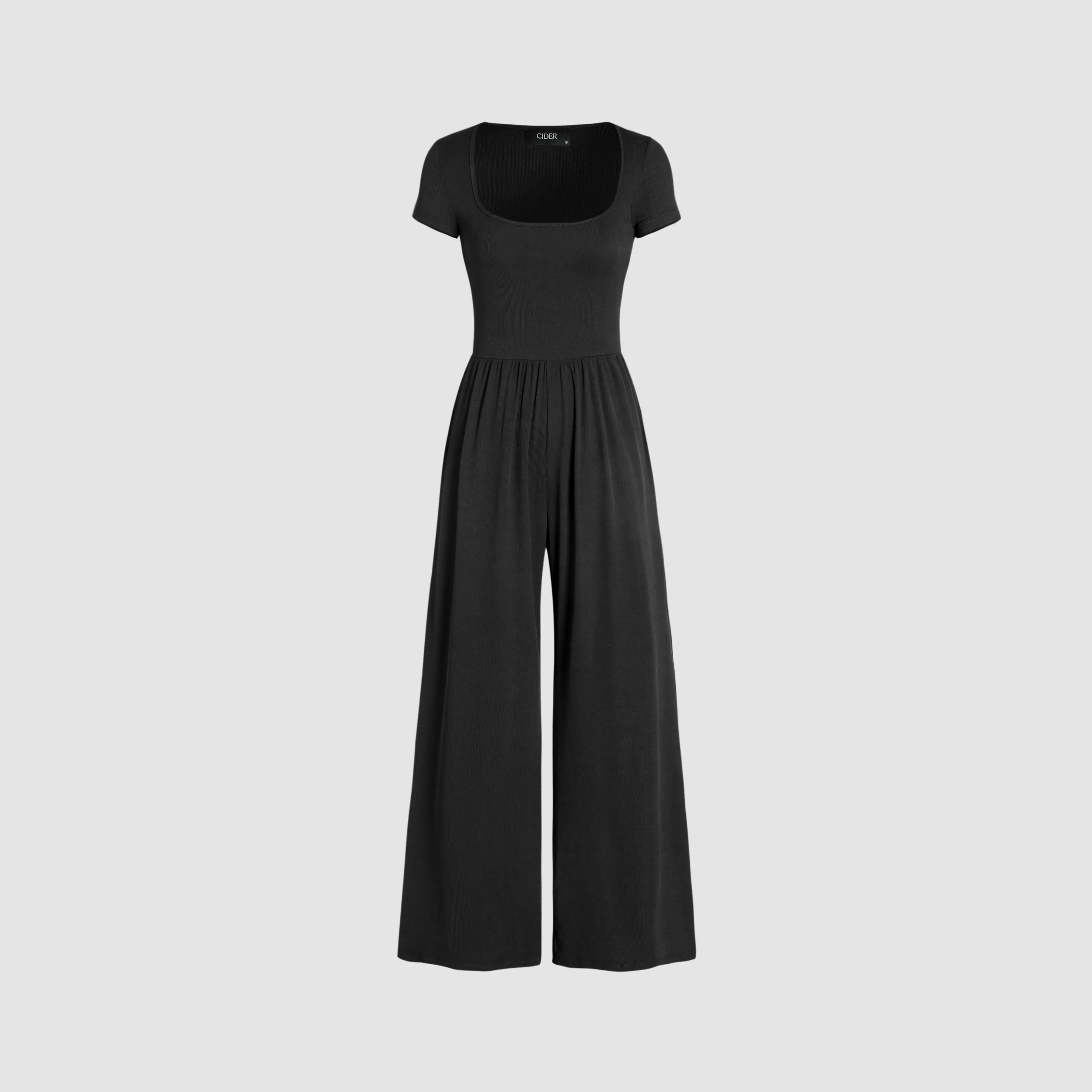 Cider [3 colors, size 4-28] Scoop Neckline Short Sleeve Wide Leg Jumpsuit