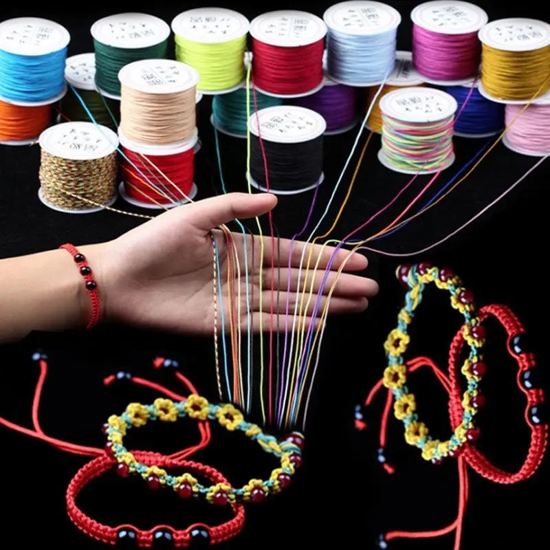 50 yards/roll 0.8mm wax thread beaded rope nylon rope cotton yarn DIY braided red thread bracelet thread jade thread jade rope braided thread bracelet bracelet rope tassel thread j