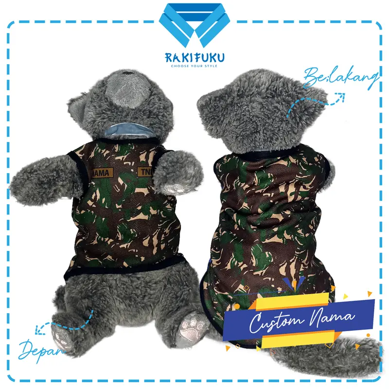 Baju Kucing Lucu Murah Motif TNI Tentara Nasional Indonesia [BISA CUSTOM NAMA KUCINGMU] Cowo Cewe Jantan Betina Hewan Kecil 0
