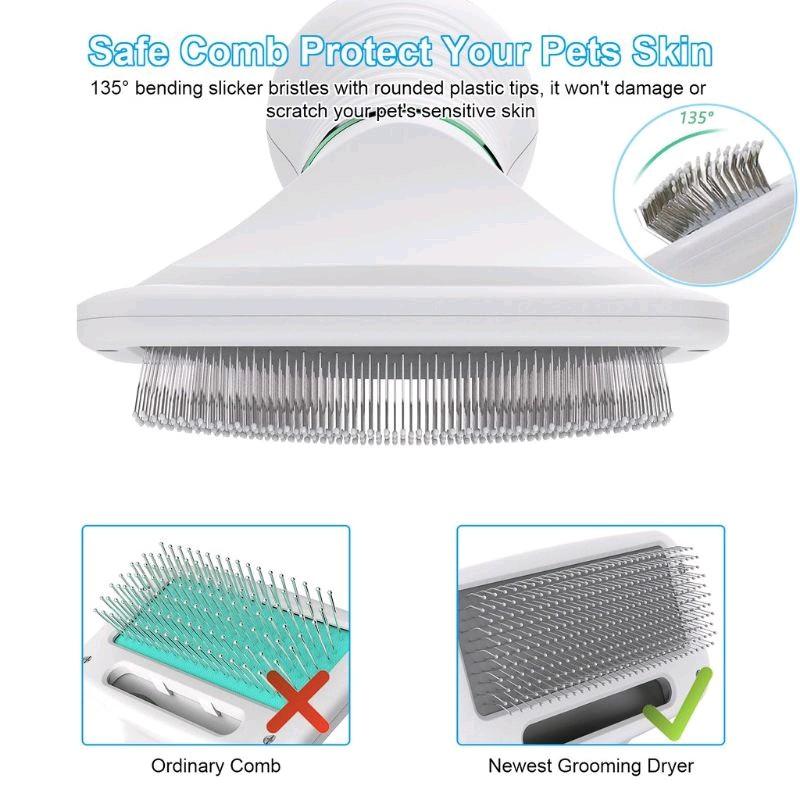 Sisir Pengering Bulu Hewan Anjing Kucing 2 in 1 Pet Grooming Brush Dryer Dog Cat Multifunction 2in1 Electric Pet Grooming Dryer Pet Hair Dryer sisir hewan Dog Cat comb Praktis 4