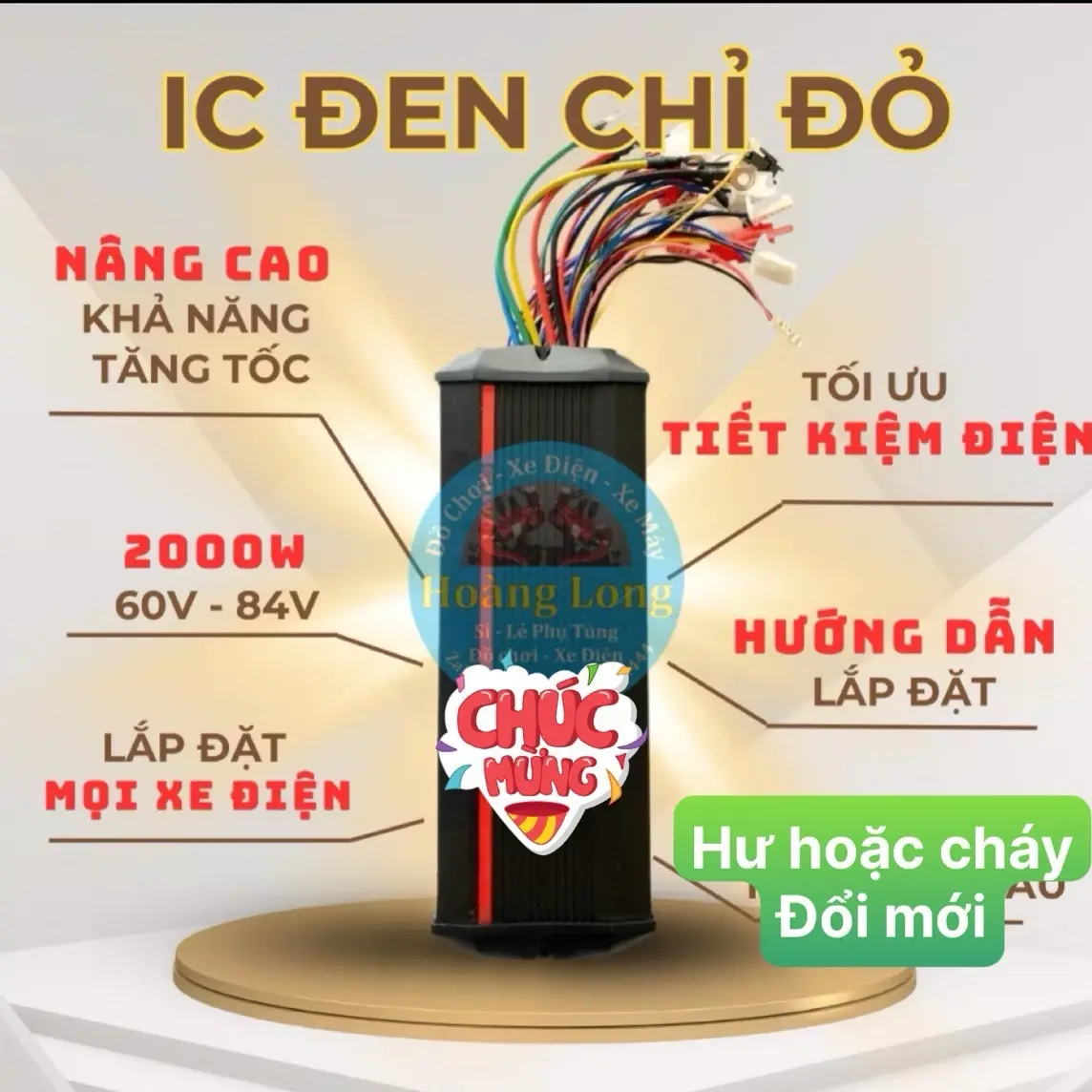 ic đen chỉ đỏ chuẩn hàng 2000w 48v đến 84v hổ trợ lắp