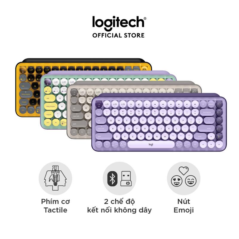 Bàn phím cơ không dây bluetooth | USB Logitech POP KEYS - phím emoji có thể tùy chỉnh ban  phim