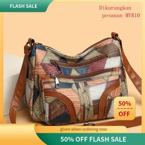 Beg Selempang untuk Wanita, Warna Kontras, Fesyen, Beg Ibu Pertengahan Umur, Kapasiti Besar, Beg Bahu, 2023 Ketibaan Baru genso  lamp  bag beg  jalan Crossbody mini  tahan Women Shoulder Bag Half Moon Handbag Beg Retro Crescent Bag Women Handbag Shoulder